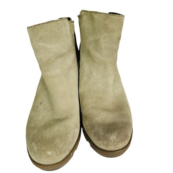 Sorel Joan of Arctic Sage Green Two Tone Suede Wedge Zip Ankle Boots Size 8 - Picture 2 of 6